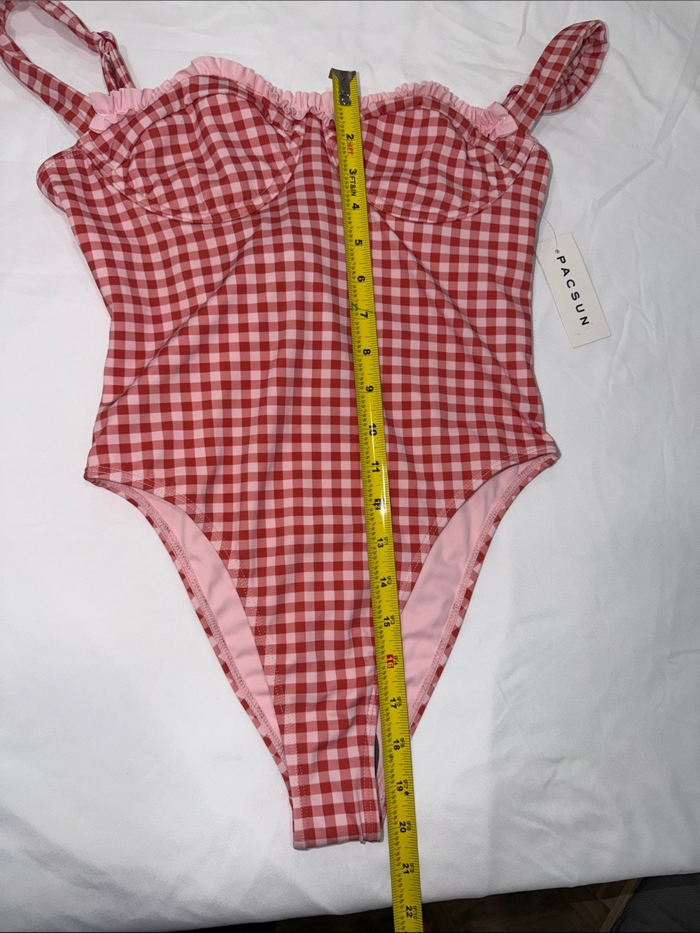 Pacsun Red Gingham Elise Ruffle One Piece Swimsuit Size: SMALL - Picture 10 of 13